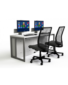 Poste informatiquer P1 avec 2 écrans escamotables électriquement - 160 (L) x 70 (P) cm