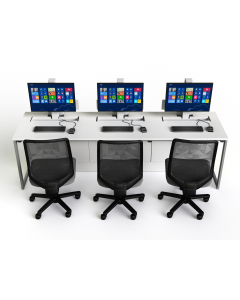 Table d'ordinateur P1 avec 3 écrans électriques escamotables - 210 (L) x 75 (P) cm