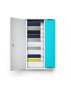 Armoire murale pour 10 iPads, tablettes ou téléphones - Chargement via USB-C ou prises électriques
