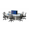 Table informatique ronde M1 8 places avec 8 écrans mécaniques escamotables