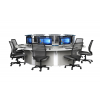 Table informatique ronde M1 8 places avec 8 écrans mécaniques escamotables