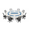 Table informatique ronde M1 8 places avec 8 écrans mécaniques escamotables