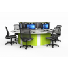 Table informatique ronde M1 6 places avec 6 boîtiers mécaniques pour moniteurs pop-up