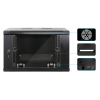 Coffret mural 19 pouces MHT132 avec porte vitrée - hauteur 6U - profondeur 450 mm - noir