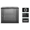 Armoire réseau murale 19 pouces MHT109 avec porte en verre - hauteur 9U - profondeur 600 mm - flatpack - noir