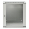 19 inch wandkast MHT118 met glazen deur - 12U hoogte - 600 mm diep - flatpack - grijs