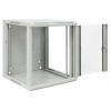 19 inch wandkast MHT118 met glazen deur - 12U hoogte - 600 mm diep - flatpack - grijs