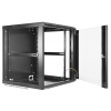 Armoire murale 19 pouces MHT136 avec porte en verre - hauteur 12U - profondeur 450 mm - noir