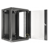 Armoire serveur murale 19 pouces MHT124 avec porte en verre - hauteur 15U - profondeur 450 mm - flatpack - noir