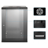Armoire serveur murale 19 pouces MHT124 avec porte en verre - hauteur 15U - profondeur 450 mm - flatpack - noir