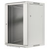 Armoire murale 19 pouces MHT123 avec porte en verre - hauteur 15U - profondeur 450 mm - flatpack - gris