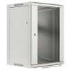 Armoire murale 19 pouces MHT123 avec porte en verre - hauteur 15U - profondeur 450 mm - flatpack - gris