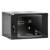 Armoire murale 19 pouces MHT103 avec porte en verre - hauteur 6U - double section - profondeur 450 mm - flatpack - noir