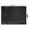 Armoire murale 19 pouces MHT103 avec porte en verre - hauteur 6U - double section - profondeur 450 mm - flatpack - noir
