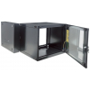 Coffret réseau mural 19 pouces MHT111 avec porte en verre - hauteur 9U - double section - profondeur 450 mm - flatpack - noir