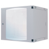 Armoire murale 19 pouces MHT112 avec porte en verre - hauteur 9U - double section - profondeur 450 mm - flatpack - gris