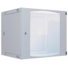 Armoire murale 19 pouces MHT112 avec porte en verre - hauteur 9U - double section - profondeur 450 mm - flatpack - gris