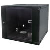 Armoire murale 19 pouces MHT119 avec porte en verre - hauteur 12U - double section - profondeur 450 mm - flatpack - noir