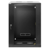 Armoire murale 19 pouces MHT129 avec porte en verre - hauteur 15U - double section - profondeur 600 mm - flatpack - noir