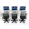 Poste de travail P1 avec 3 moniteurs électriques escamotables - 210 (L) x 70 (P) cm