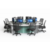 Table informatique ronde P1 8 personnes avec 8 écrans électriques escamotables