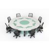 Table informatique ronde P1 8 personnes avec 8 écrans électriques escamotables