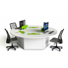 Table informatique ronde P1 6 personnes avec 6 écrans électriques escamotables
